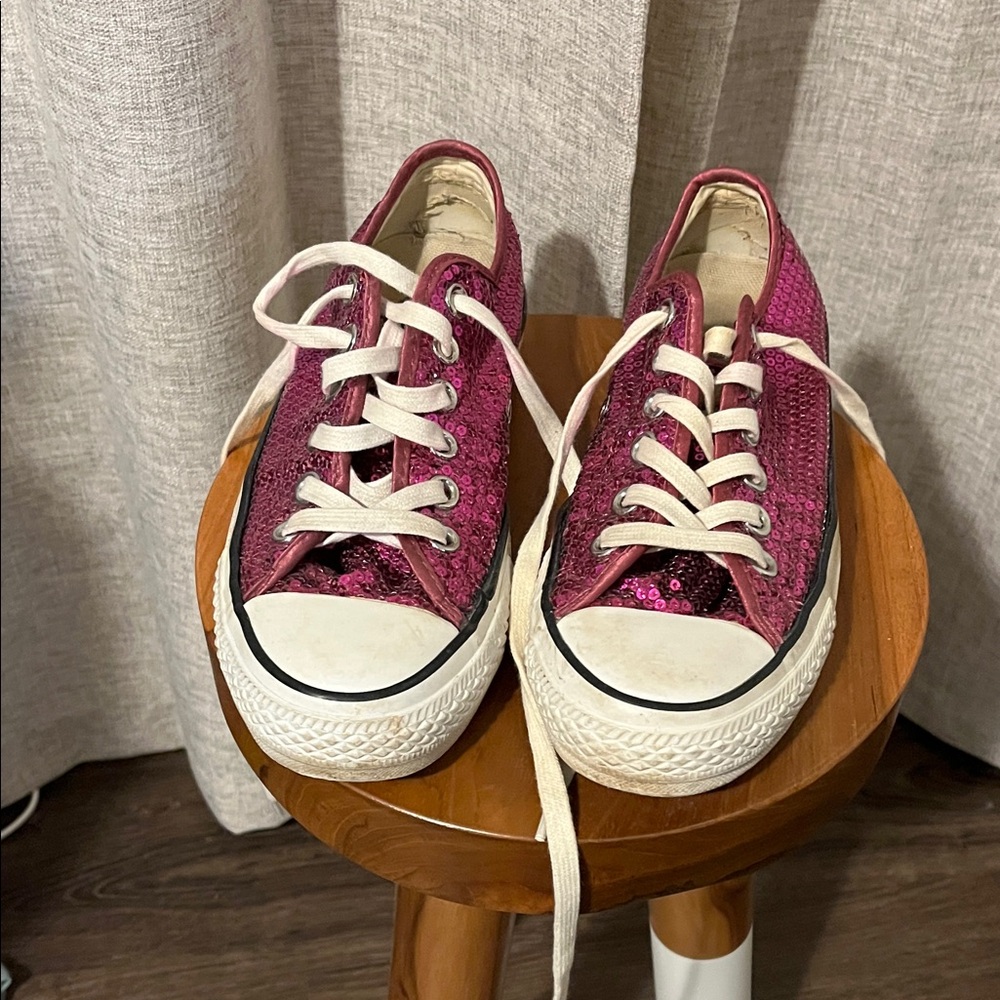 Converse Pink Sequin Sneakers with White Accents